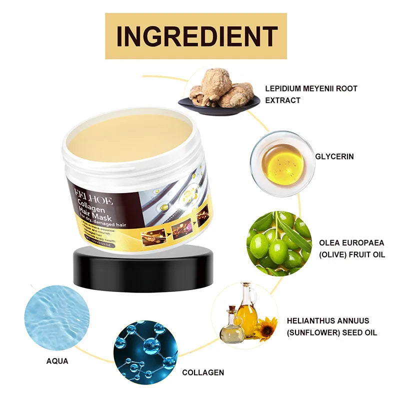 Collagen Keratin Hair Mask For Dry & Damaged Hair Revitalizing Hair Straighten Soft Smooth Moisturize Hair Treatment Hair Care